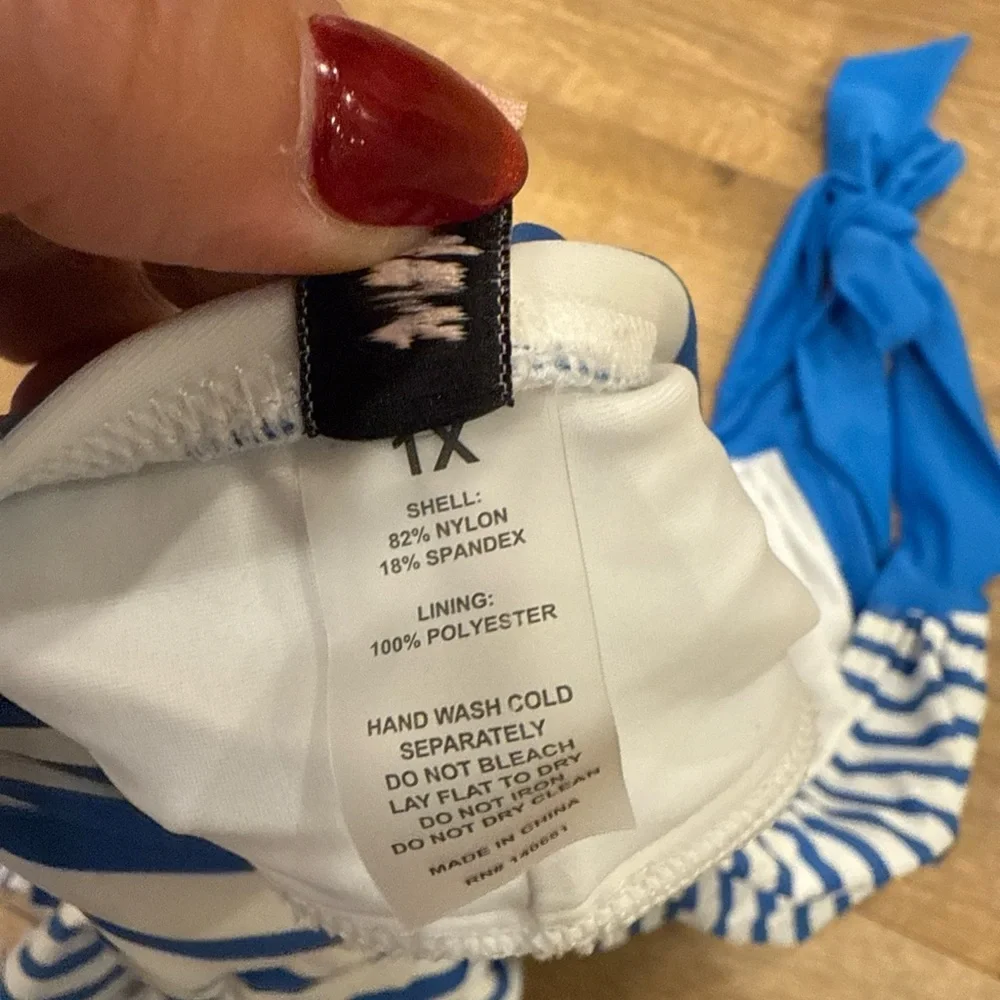 Unique Vintage Retro One Piece Swimsuit Blue/Wh Stripe 1X Rare Sailor Nautical
